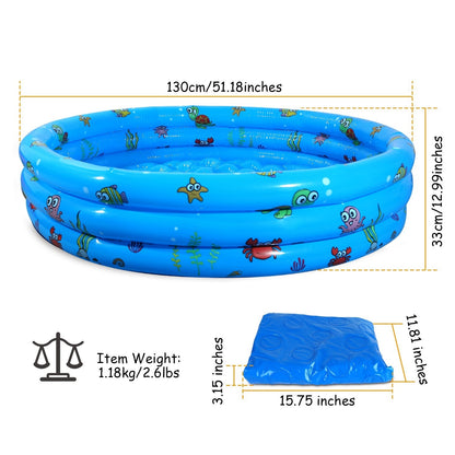 51x13In Inflatable Swimming Pool Blow Up Family Pool For 3 Kids Foldable Swim Ball Pool - Renee Lane Company