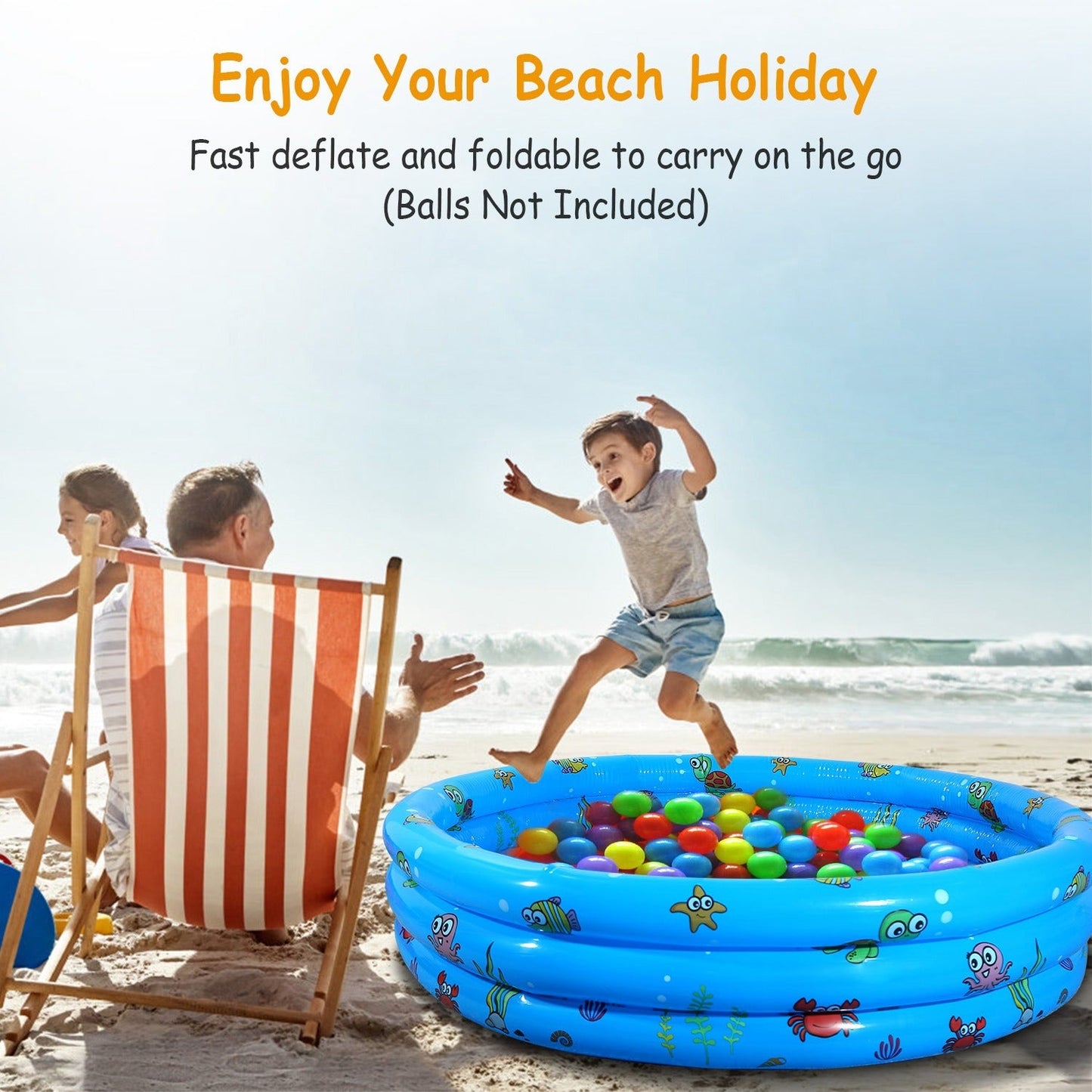 51x13In Inflatable Swimming Pool Blow Up Family Pool For 3 Kids Foldable Swim Ball Pool - Renee Lane Company