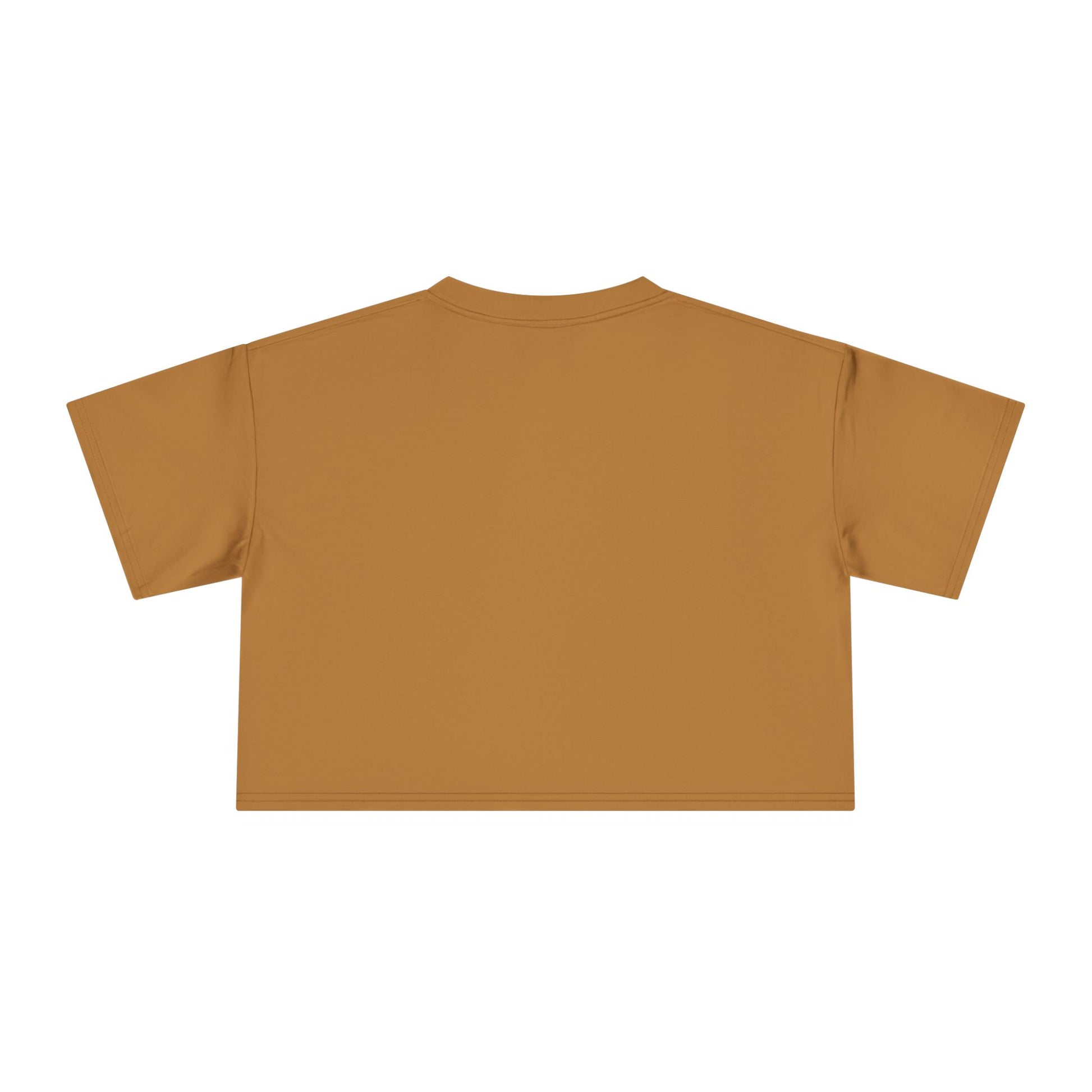 Crop top graphic tee, camel-brown solid back