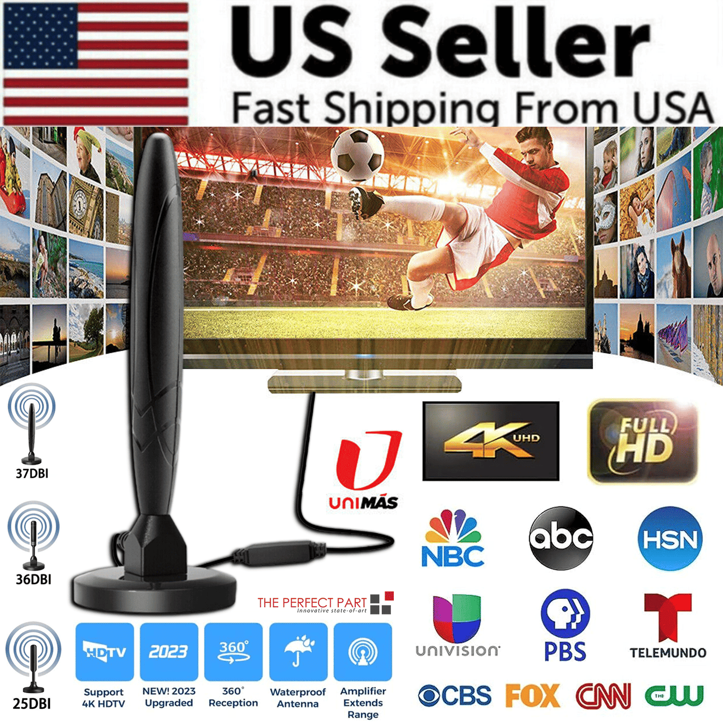 5600Miles Upgraded TV Antenna HDTV Amplified Digital 4K 1080P Long Range Indoor - Renee Lane Company