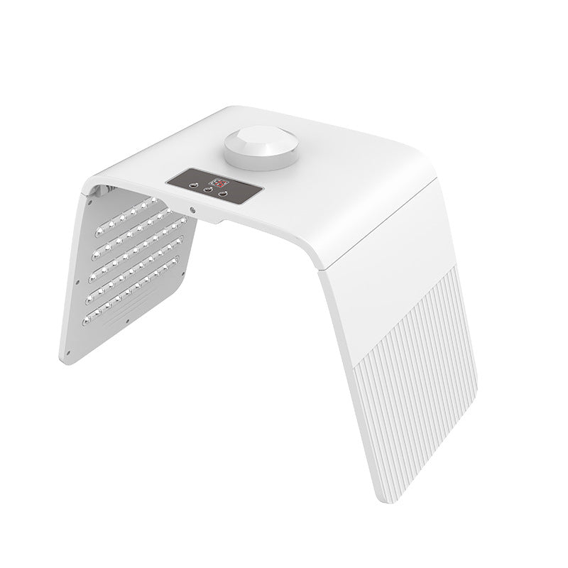 White foldable skincare light device with perforated LED panel and top control