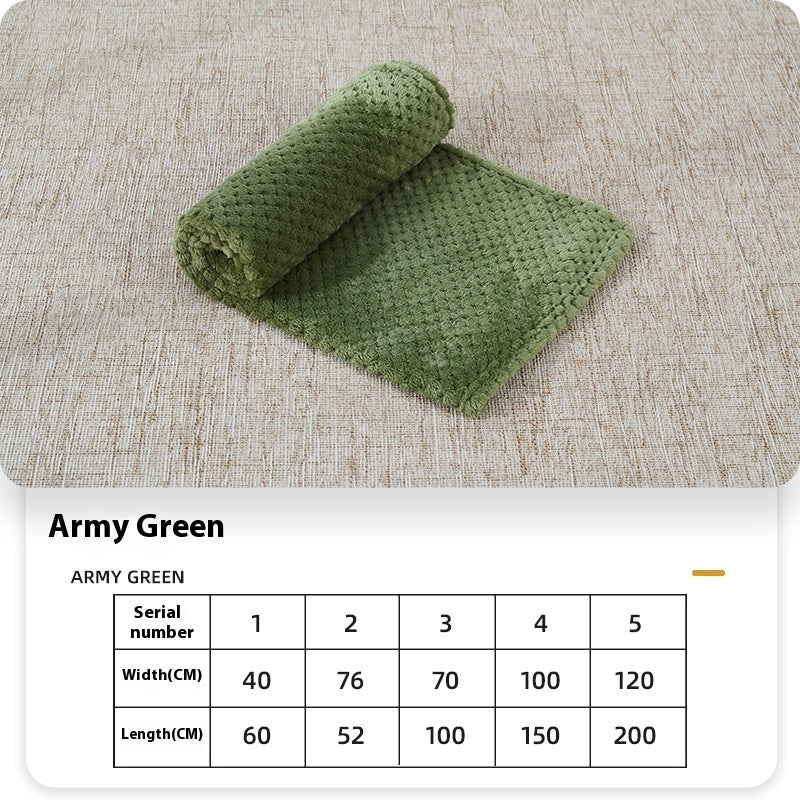Dog fleece blanket, army green folded with rolled edge
