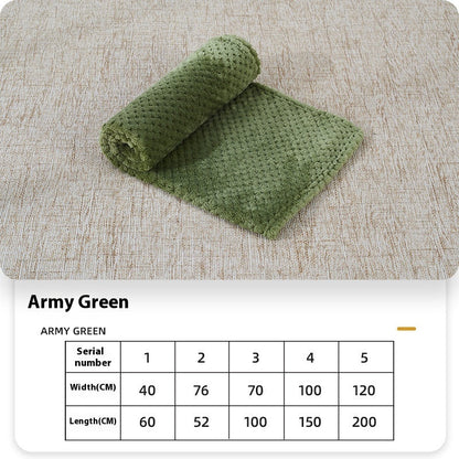 Dog fleece blanket, army green folded with rolled edge