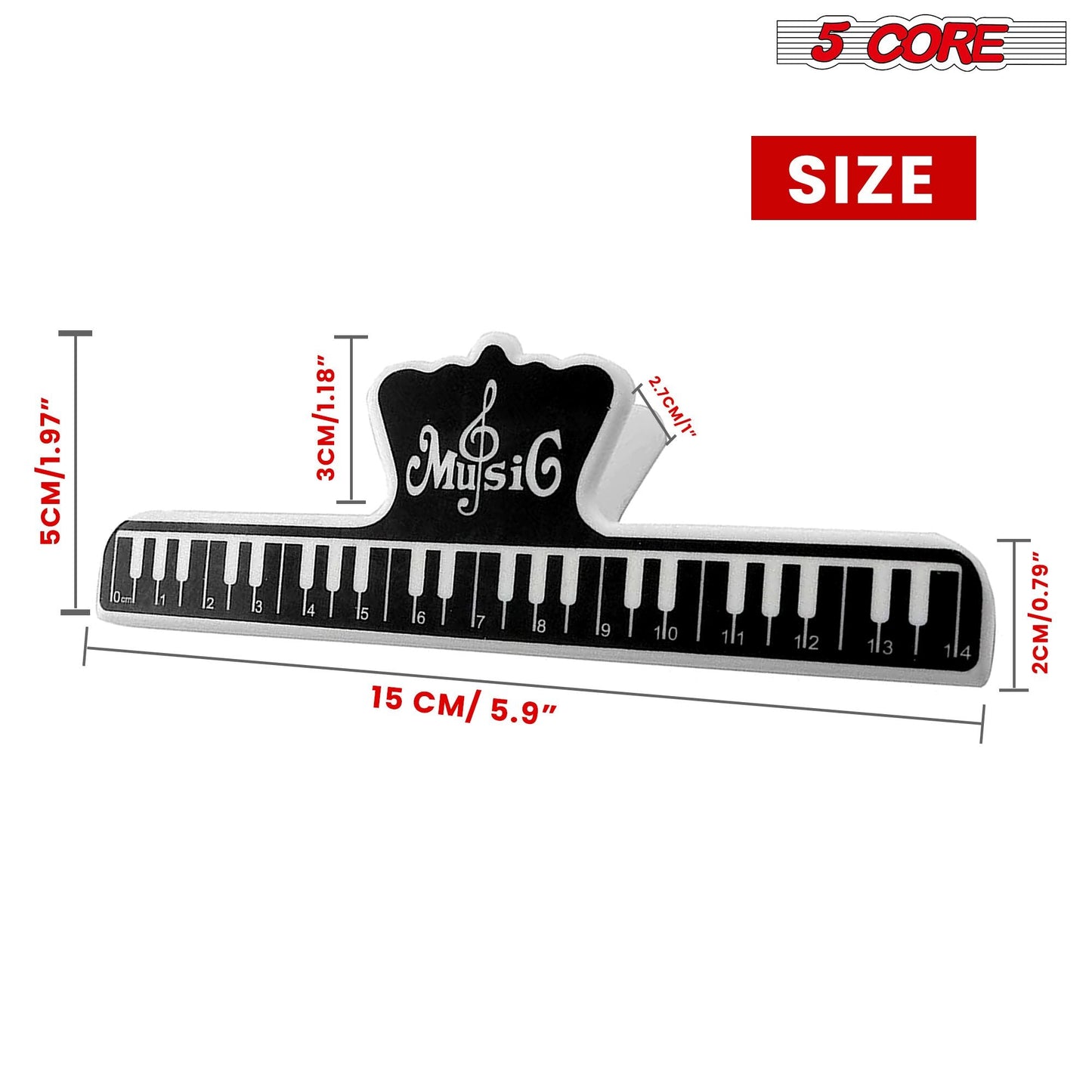 5Core Music Sheet Page Holder Clip Black Durable Plastic Music Score Fixed Clips - Renee Lane Company