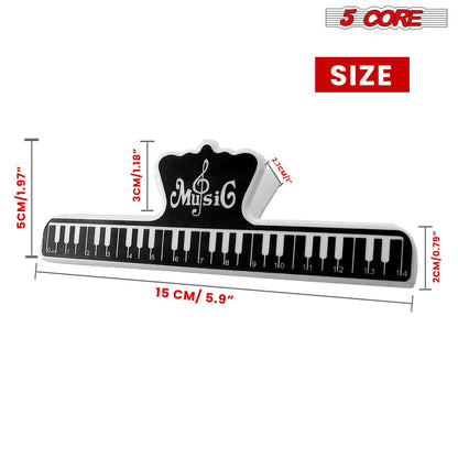 5Core Music Sheet Page Holder Clip Black Durable Plastic Music Score Fixed Clips - Renee Lane Company