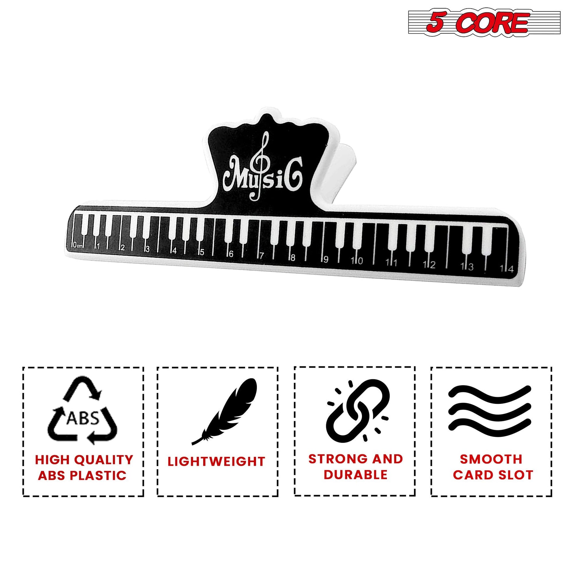 5Core Music Sheet Page Holder Clip Black Durable Plastic Music Score Fixed Clips - Renee Lane Company