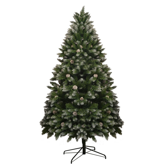 5FT PVC Christmas Tree, 619 Snow-Covered Branches Tips with Pinecones, Environmentally Friendly Artificial - Renee Lane Company