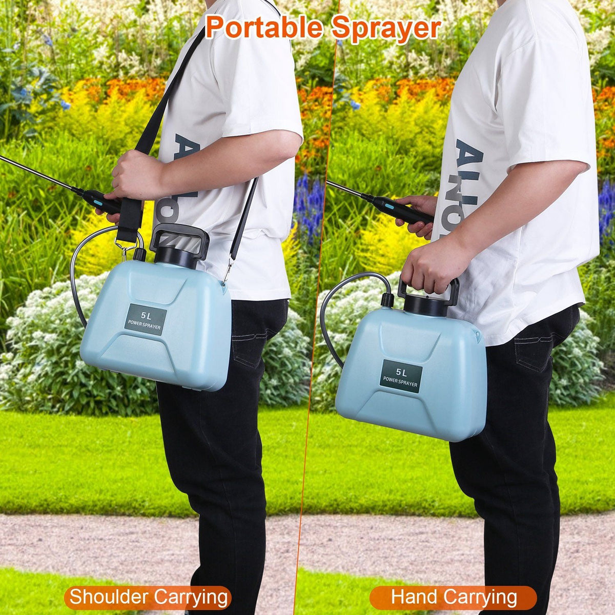 5L/1.3Gallon Electric Plant Sprayer Telescopic Rechargeable Garden Sprayer Automatic Handheld Sprayer with 3 Spray Spouts Shoulder Strap for Cleaning Sterilization - Renee Lane Company