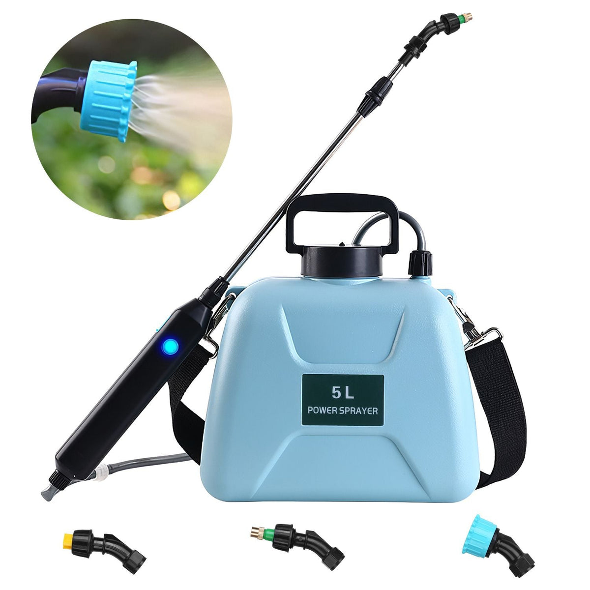 5L/1.3Gallon Electric Plant Sprayer Telescopic Rechargeable Garden Sprayer Automatic Handheld Sprayer with 3 Spray Spouts Shoulder Strap for Cleaning Sterilization - Renee Lane Company