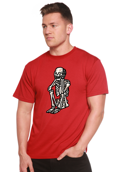 Unisex short-sleeve graphic T-shirt, red with black skeleton front print