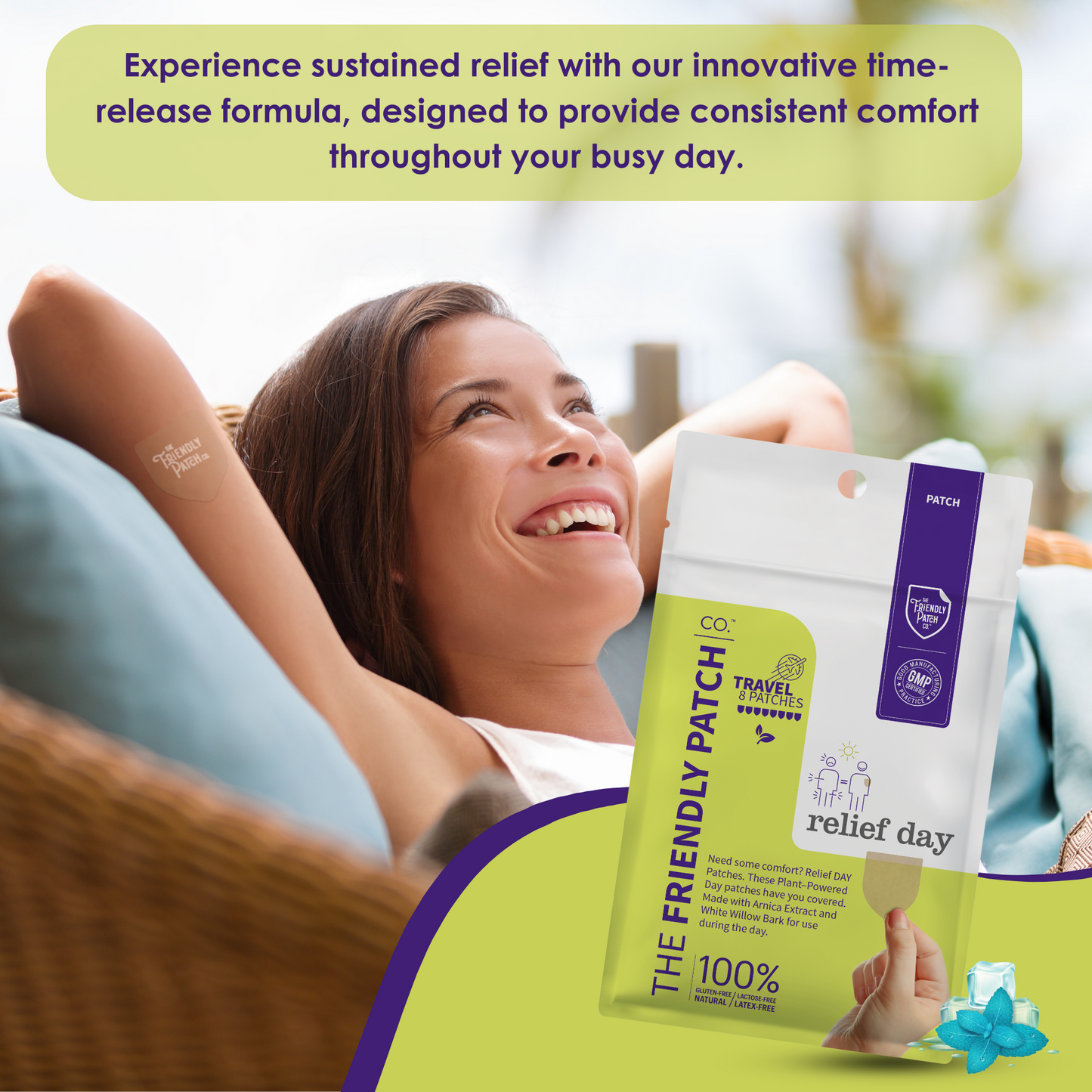 Relief Day Pain Patches: Sustained Arnica & Willow Bark Patches - 8 pack - Renee Lane Company