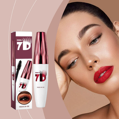 Black curling 3D mascara on curled lashes with boxed set and wand