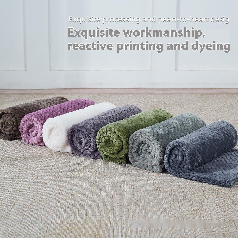 Dog fleece blanket set of rolled colors: purple, white, green, gray, blue