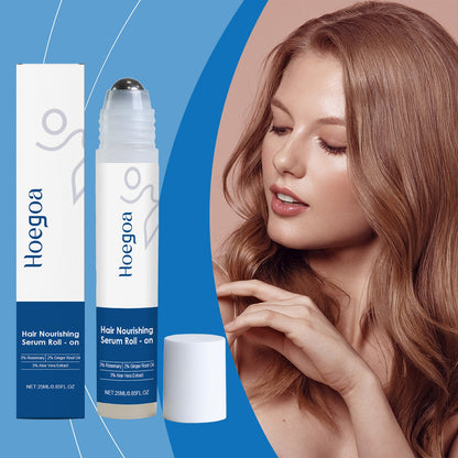 Hair growth roll-on serum bottle with pump cap and white retail box, 25 ml