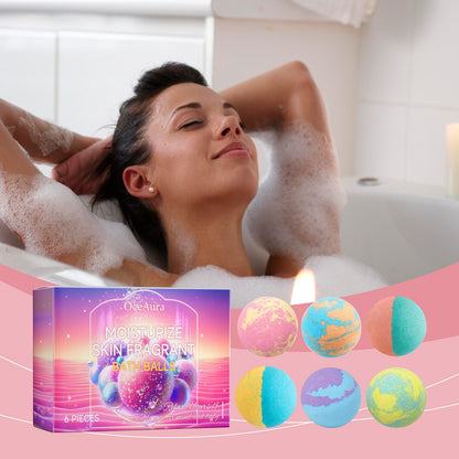 Bubble bath balls set of 6 colorful bath spheres with box