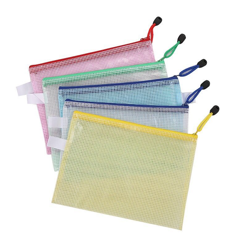 5pcs A5 Office Mesh Waterproof File Bag With Zipper Creative Students Stationery Pen Bag Office Transparent Information Bag Bill Storage Bag - Renee Lane Company