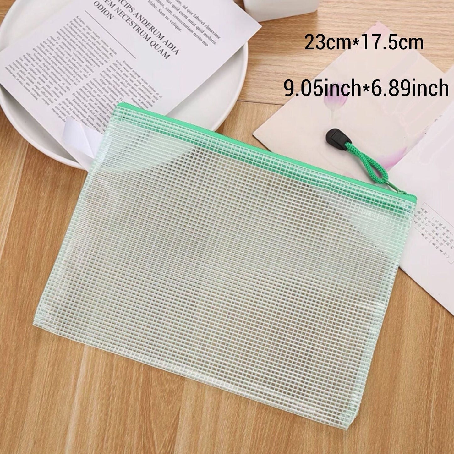 5pcs A5 Office Mesh Waterproof File Bag With Zipper Creative Students Stationery Pen Bag Office Transparent Information Bag Bill Storage Bag - Renee Lane Company