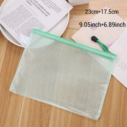 5pcs A5 Office Mesh Waterproof File Bag With Zipper Creative Students Stationery Pen Bag Office Transparent Information Bag Bill Storage Bag - Renee Lane Company