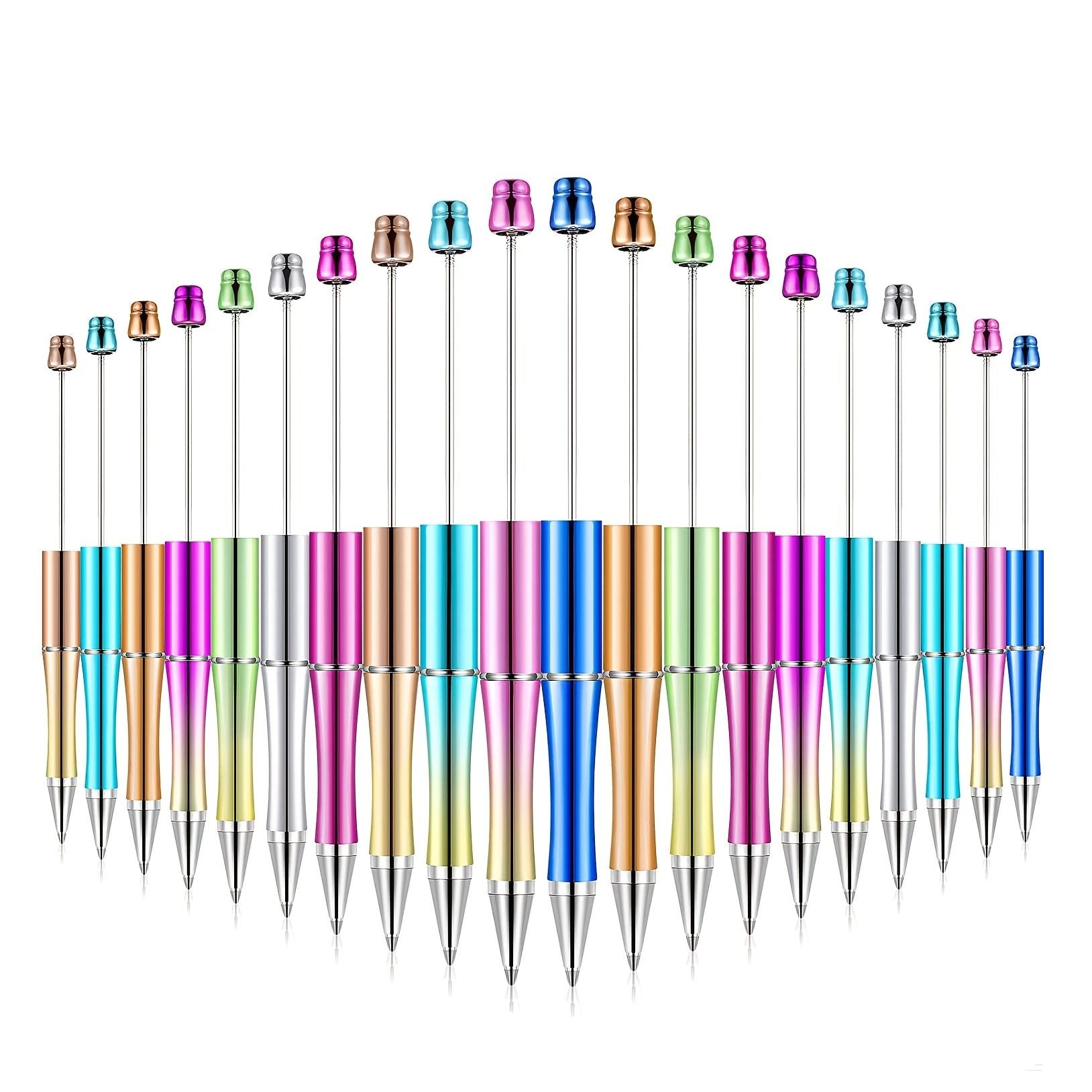 5pcs Electroplated Bead Pen Plastic Beadable Pen Bead Ballpoint Pen Assorted Bead Pen Shaft Black Ink Rollerball Pen For Kids Students Office School Supplies - Renee Lane Company