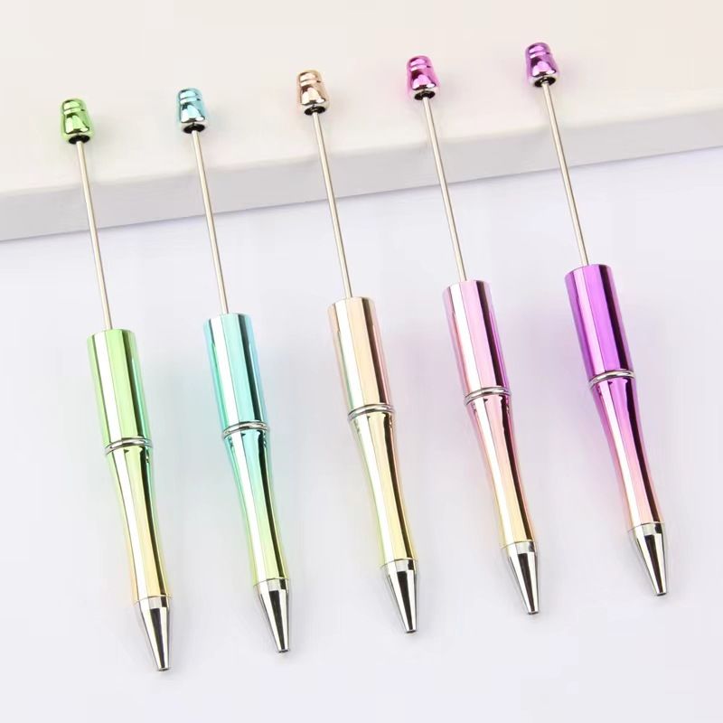 5pcs Electroplated Bead Pen Plastic Beadable Pen Bead Ballpoint Pen Assorted Bead Pen Shaft Black Ink Rollerball Pen For Kids Students Office School Supplies - Renee Lane Company
