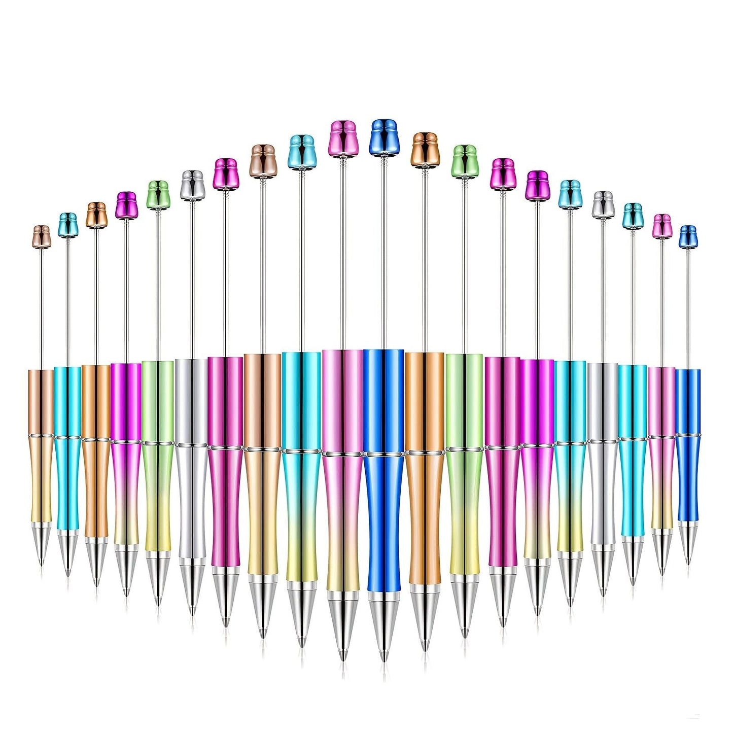 5pcs Electroplated Bead Pen Plastic Beadable Pen Bead Ballpoint Pen Assorted Bead Pen Shaft Black Ink Rollerball Pen For Kids Students Office School Supplies - Renee Lane Company