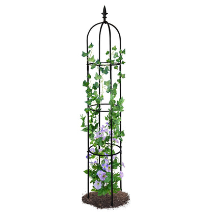 6.2ft Garden Obelisk Trellis; Lightweight Rustproof Plastic Coated Metal Tall Tower Trellis Stand - Renee Lane Company