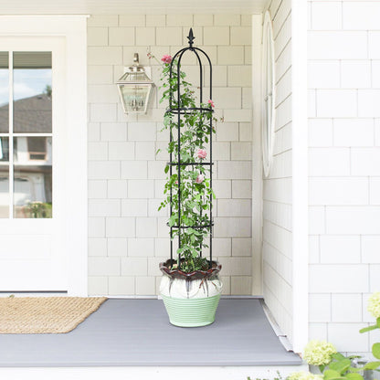 6.2ft Garden Obelisk Trellis; Lightweight Rustproof Plastic Coated Metal Tall Tower Trellis Stand - Renee Lane Company