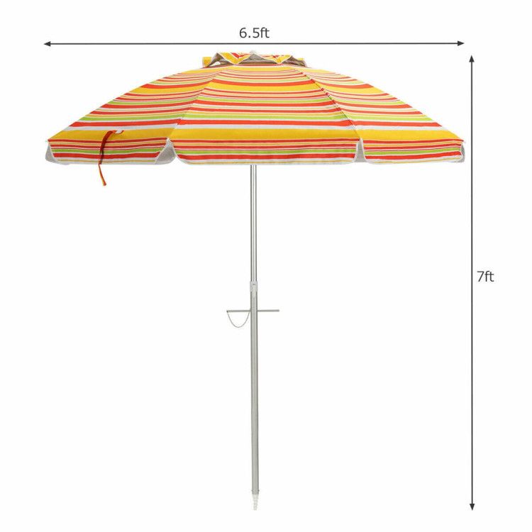 6.5 Feet Beach Umbrella with Carry Bag without Weight Base - Renee Lane Company