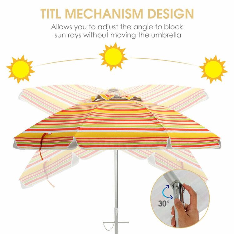 6.5 Feet Beach Umbrella with Carry Bag without Weight Base - Renee Lane Company