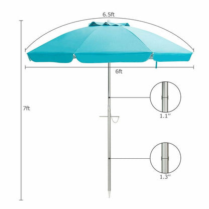 6.5 Feet Beach Umbrella with Carry Bag without Weight Base - Renee Lane Company