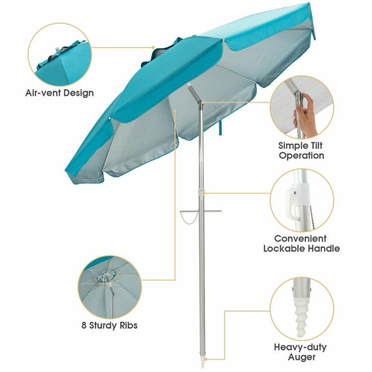 6.5 Feet Beach Umbrella with Carry Bag without Weight Base - Renee Lane Company