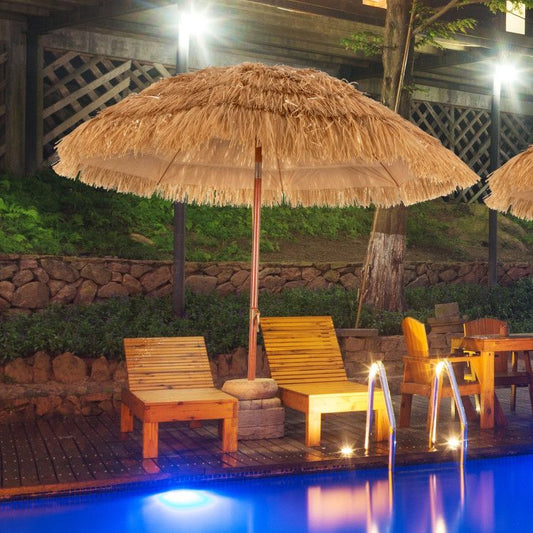 6.5 Feet Portable Thatched Tiki Beach Umbrella with Adjustable Tilt - Renee Lane Company