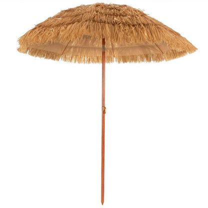 6.5 Feet Portable Thatched Tiki Beach Umbrella with Adjustable Tilt - Renee Lane Company