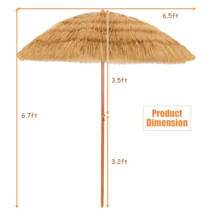 6.5 Feet Portable Thatched Tiki Beach Umbrella with Adjustable Tilt - Renee Lane Company