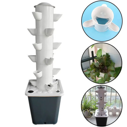 6 Layers 18 Plants Sites NFT Hydroponics Growing System Vertical Tower Gardern Greenhouse Kit for Leaf Vegetables - Renee Lane Company
