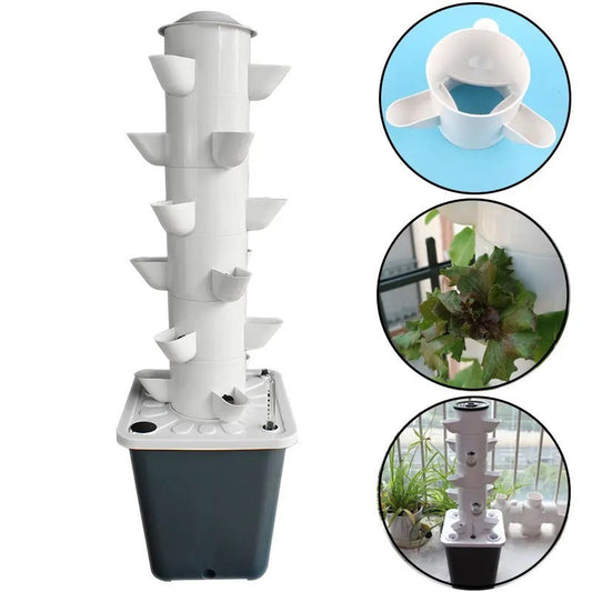 6 Layers 18 Plants Sites NFT Hydroponics Growing System Vertical Tower Gardern Greenhouse Kit for Leaf Vegetables - Renee Lane Company
