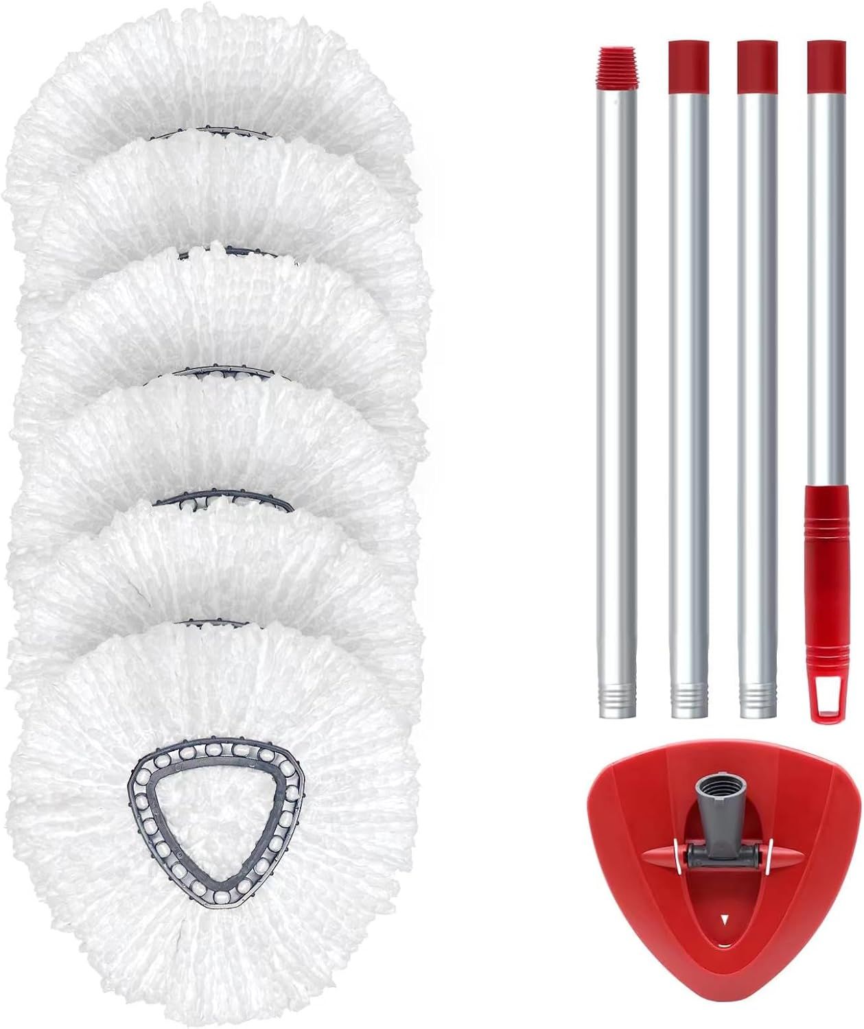 6 Pack O Cedar Spin Mop Replacement Mop HeSpin Mopd, Spin Mop Replacement Microfiber Mop Head, 360 Degree Easy Wringing Dust Mop Head with One Base and One Handle - Renee Lane Company