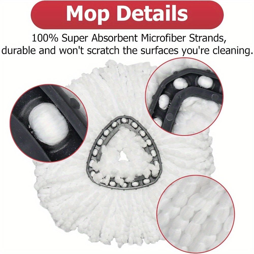6 Pack O Cedar Spin Mop Replacement Mop HeSpin Mopd, Spin Mop Replacement Microfiber Mop Head, 360 Degree Easy Wringing Dust Mop Head with One Base and One Handle - Renee Lane Company