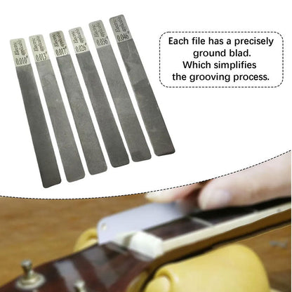 6-Piece Stainless Steel Guitar Fret Files Set,  Fret Dressing Kit for Acoustic/Electric Guitar, Luthier Repair Tools - Renee Lane Company