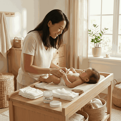 RASHBlock Diaper water-soluble ointment jar on changing table