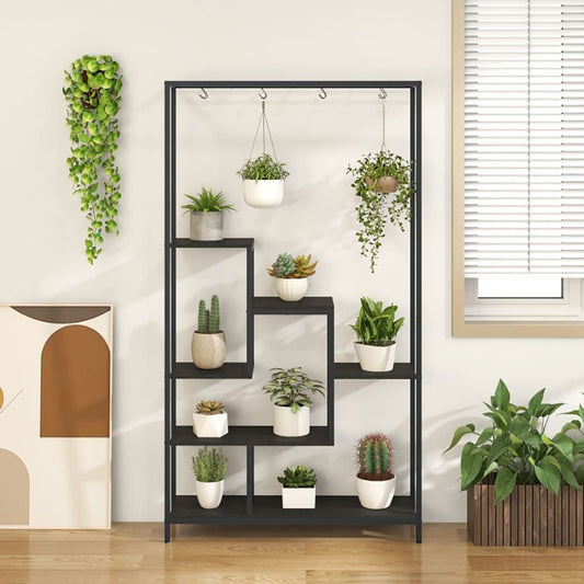 6-Tier Tall Plant Stand 71 Inch Metal Indoor Plant Shelf with 10 Hanging Hooks - Renee Lane Company