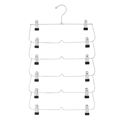 6 Tier with Chrome Finish, Space-Saving Skirt with Clips for Women's Clothes, Foldable Hangers for Pants, Towel, Scarf, Bra, Kitchen & Closet Organization - Renee Lane Company