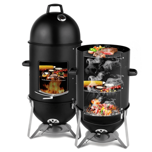 60608693 outdoor three-layer elliptical cylinder oven, temperature table control, exquisite technology, 3 in 1 iron carbon oven, portable charcoal grill, vertical steel charcoal smoke, - Renee Lane Company