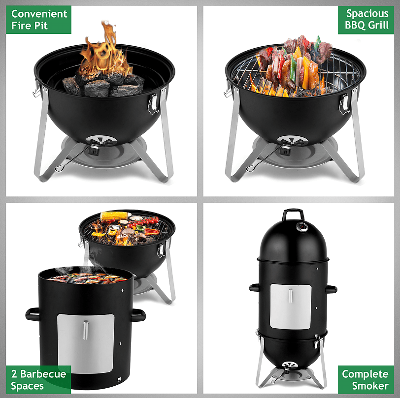 60608693 outdoor three-layer elliptical cylinder oven, temperature table control, exquisite technology, 3 in 1 iron carbon oven, portable charcoal grill, vertical steel charcoal smoke, - Renee Lane Company