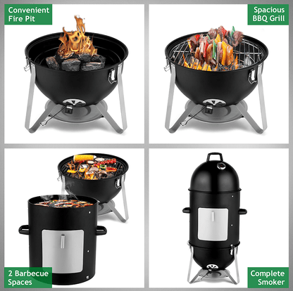60608693 outdoor three-layer elliptical cylinder oven, temperature table control, exquisite technology, 3 in 1 iron carbon oven, portable charcoal grill, vertical steel charcoal smoke, - Renee Lane Company