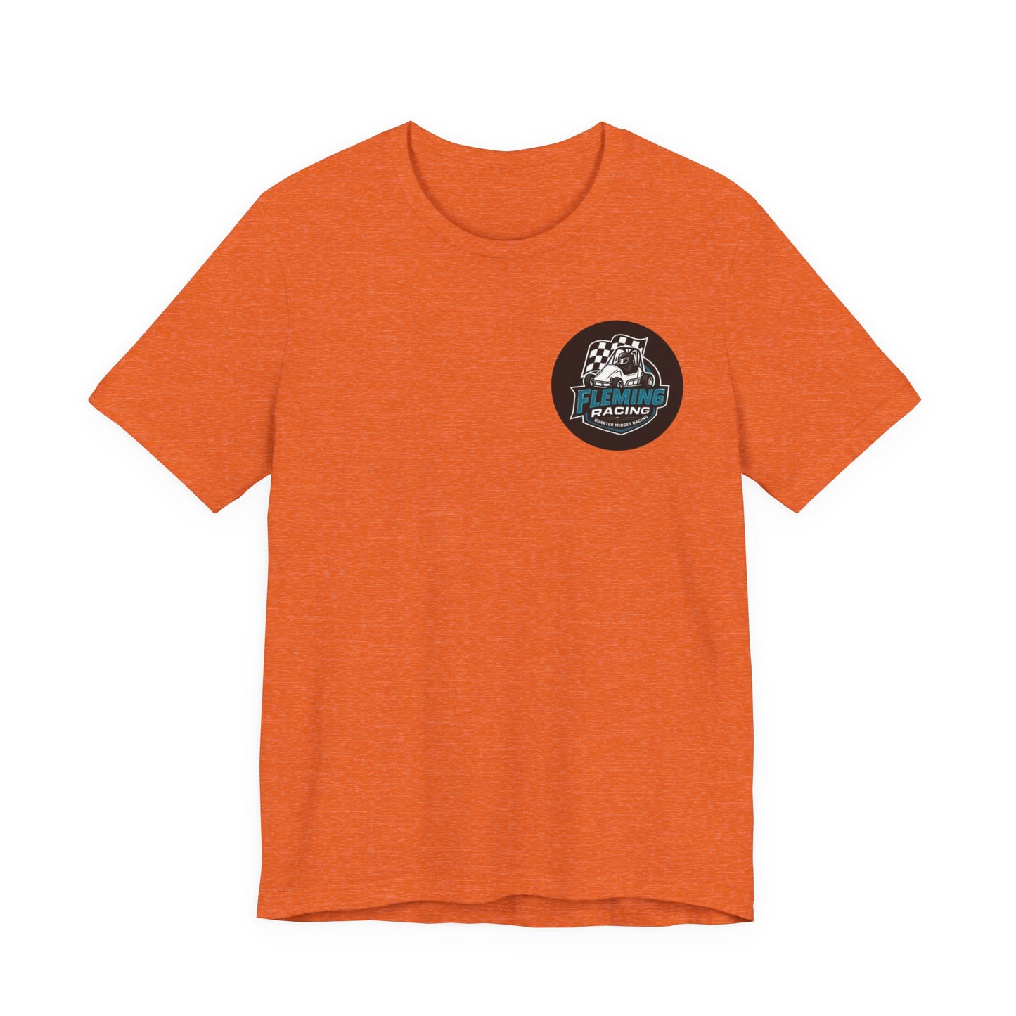 Heather orange racing logo T-shirt with round emblem on the chest