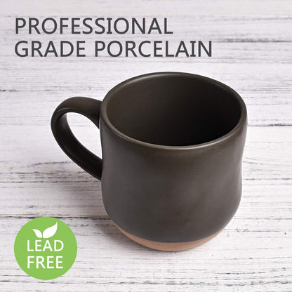 Bosmarlin Large Stoneware Speckled Coffee Mugs Set of 2, Big Tea Cup, 17 Oz, Dishwasher and Microwave Safe
