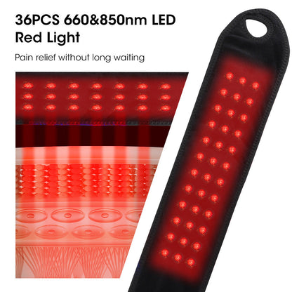 Black wrist heating brace with red LED-style heating panel