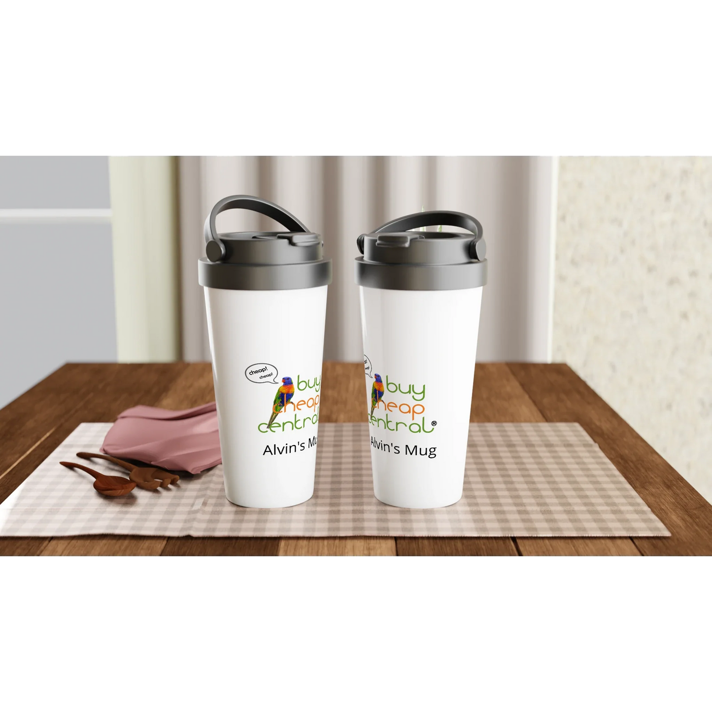 White 15oz Stainless Steel Travel Mug