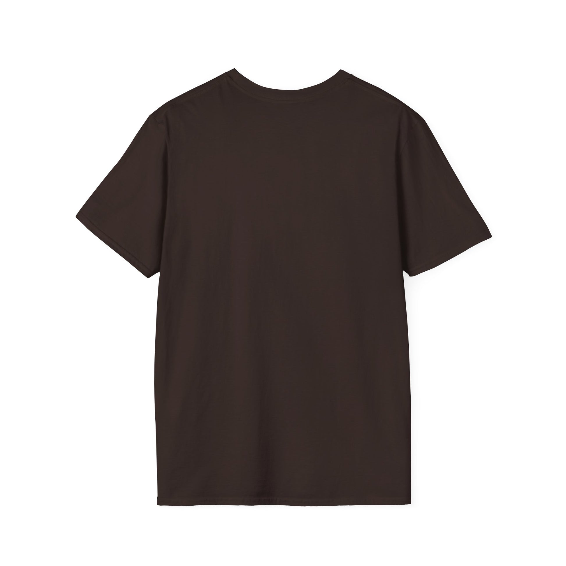 Dark crew neck T-shirt, plain front with no graphic